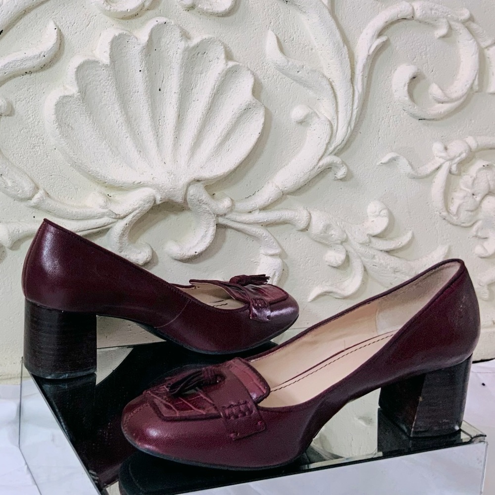 Nine West Burgundy Leather Croc Embossed Loafer NWOT - Picture 6 of 11